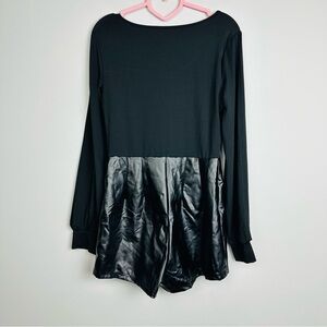 SHEIN Black Faux Leather Romper Long sleeve size Large